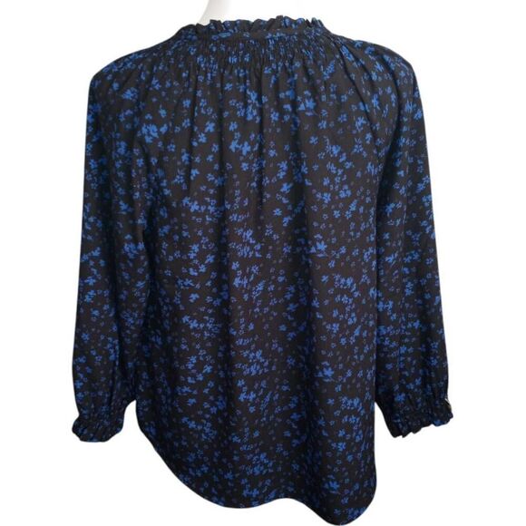 PHILOSOPHY BLACK & BLUE FLORAL PEASANT BLOUSE SZ.S EUC. - Picture 5 of 8